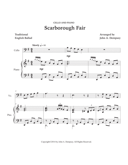 Scarborough Fair (Cello and Piano) image number null