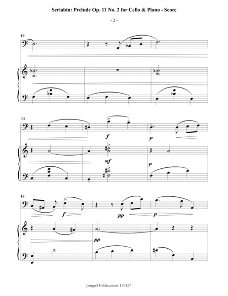 Scriabin: Prelude Op. 11 No. 2 for Cello & Piano image number null