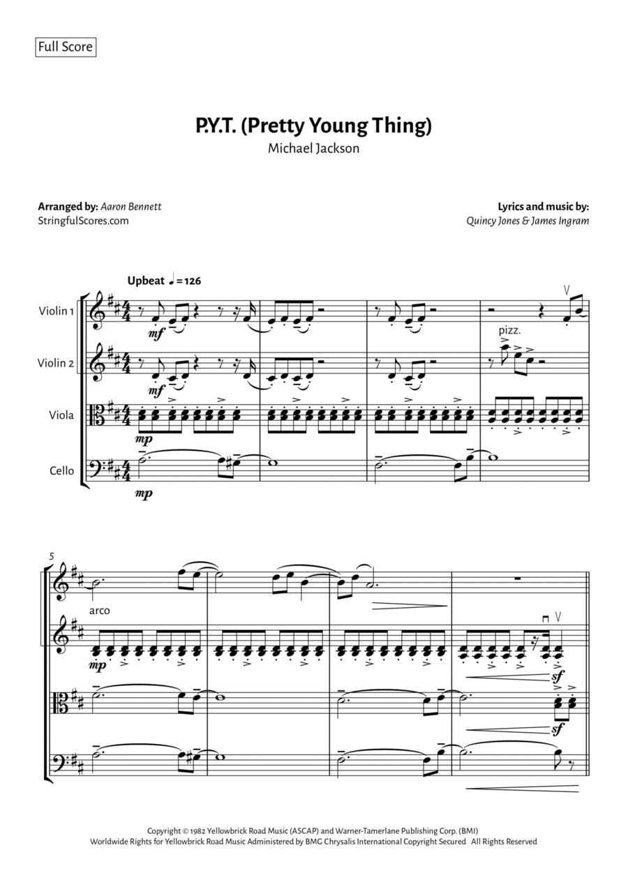 P.y.t. (pretty Young Thing) String Quartet scores gallery preview page 1