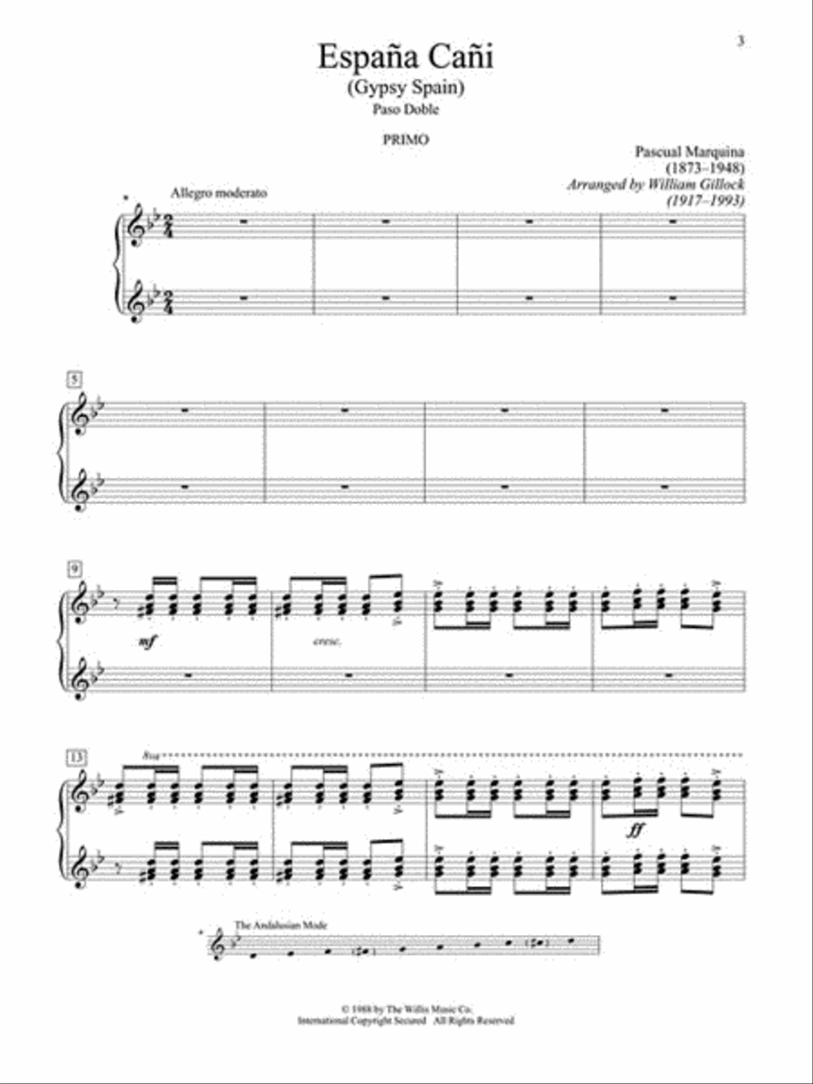 España Cañi 1 Piano, 4-Hands scores gallery preview page 3