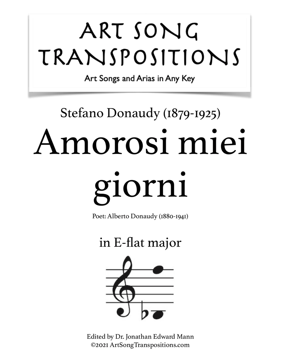 DONAUDY: Amorosi miei giorni (transposed to E-flat major) Piano, Vocal scores gallery preview page 1