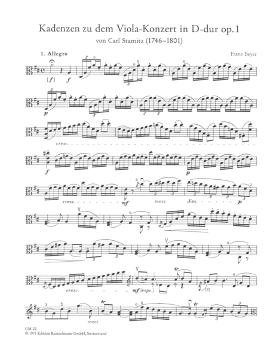 Cadenzas to Viola Concertos by Stamitz, Zelter and Hoffmeister Viola Solo scores gallery preview page 2