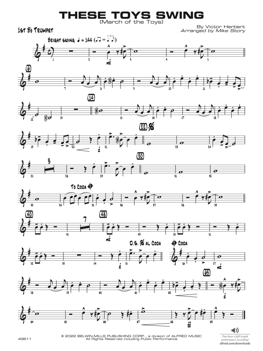 These Toys Swing: 1st B-flat Trumpet Jazz Ensemble scores gallery preview page 1