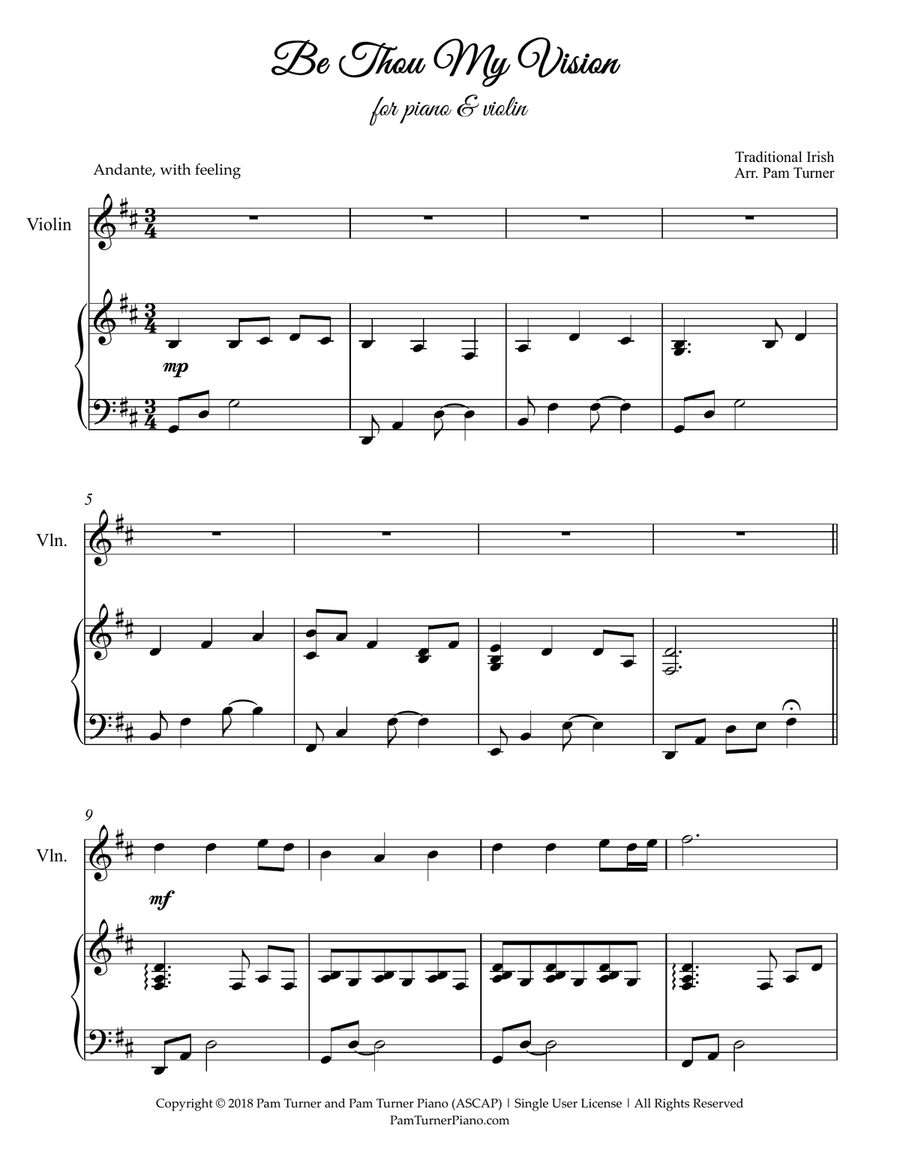 Be Thou My Vision for Piano and Violin Violin Solo scores gallery preview page 3