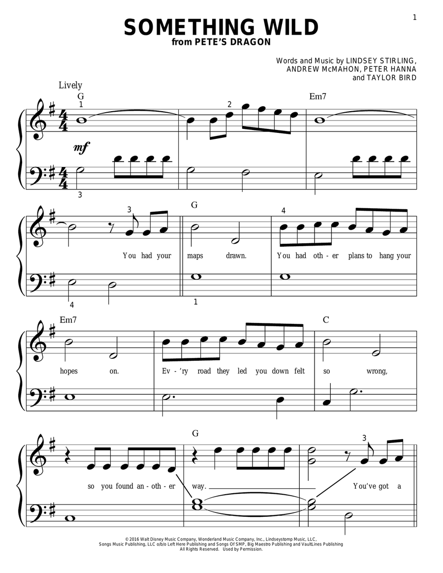 Something Wild Easy Piano scores gallery preview page 1
