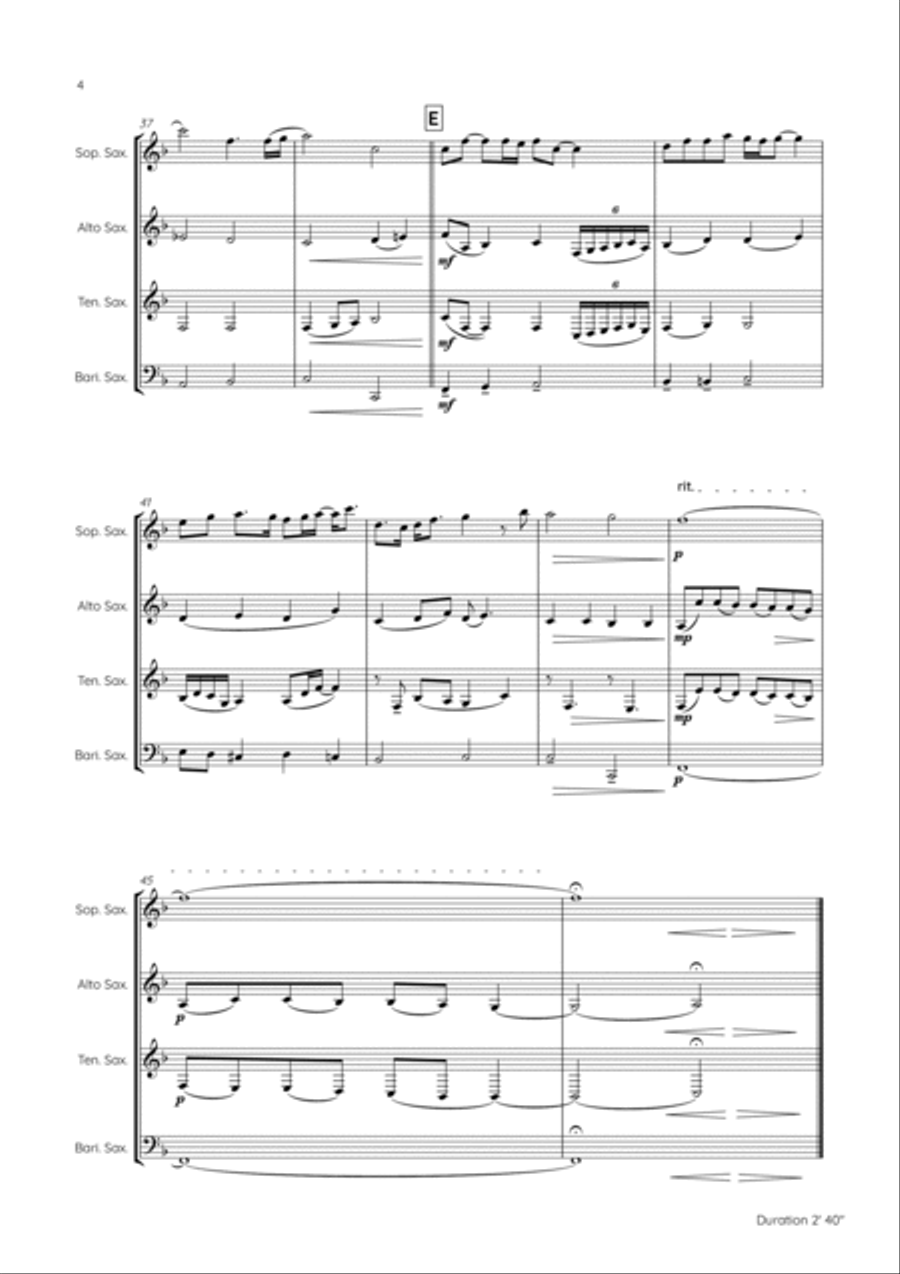 When She Loved Me Saxophone Quartet scores gallery preview page 4