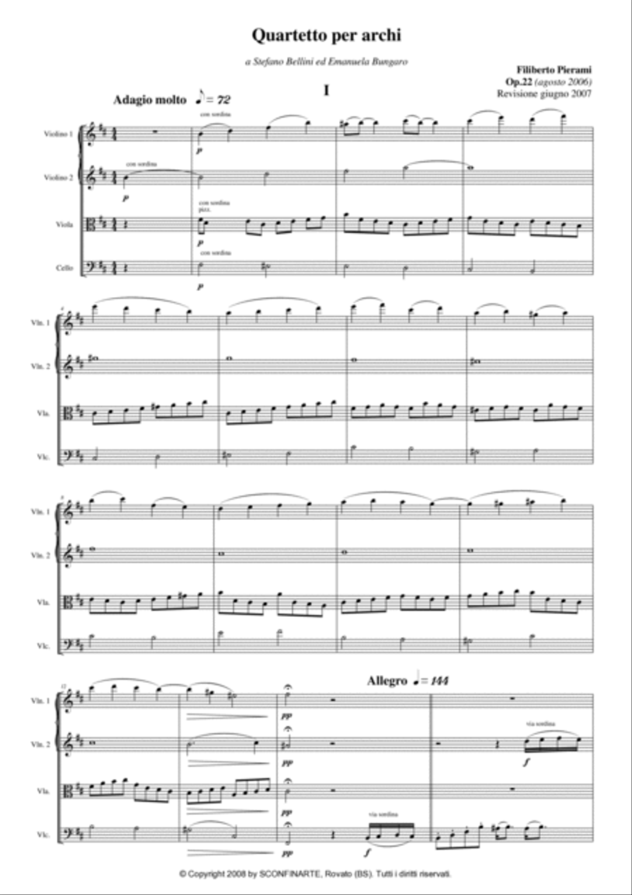 Filiberto PIERAMI: QUARTETTO (op.22) (ES 104) String Quartet scores gallery preview page 3