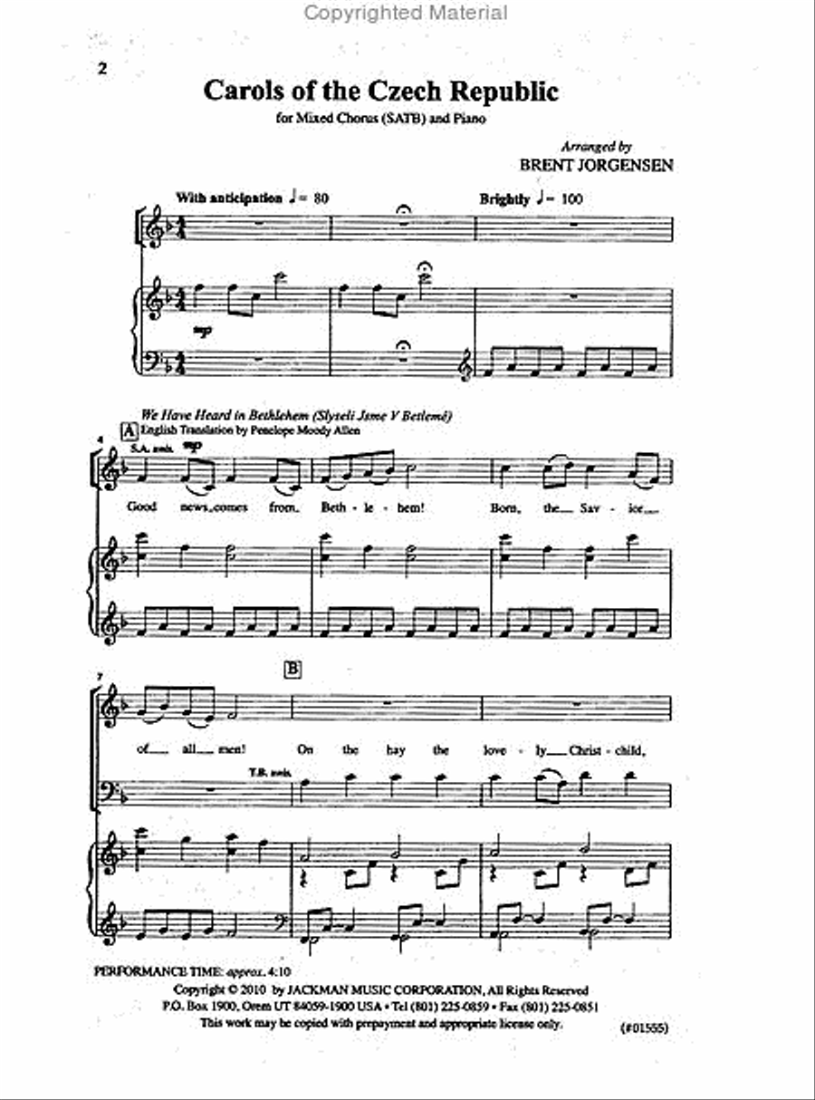 Carols of the Czech Republic - SATB image number null