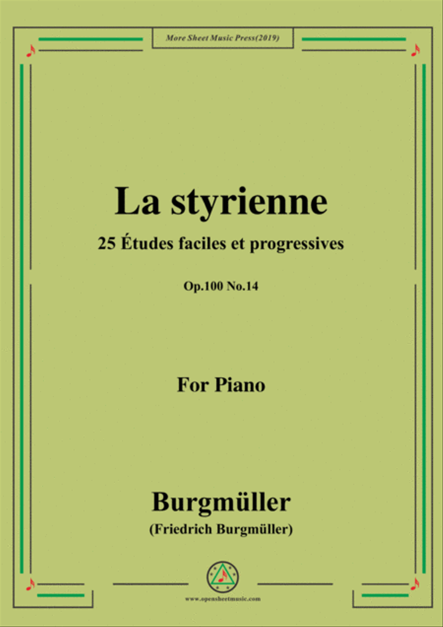 Burgmüller-25 Études faciles et progressives, Op.100 No.14,La styrienne Piano Solo scores gallery preview page 1