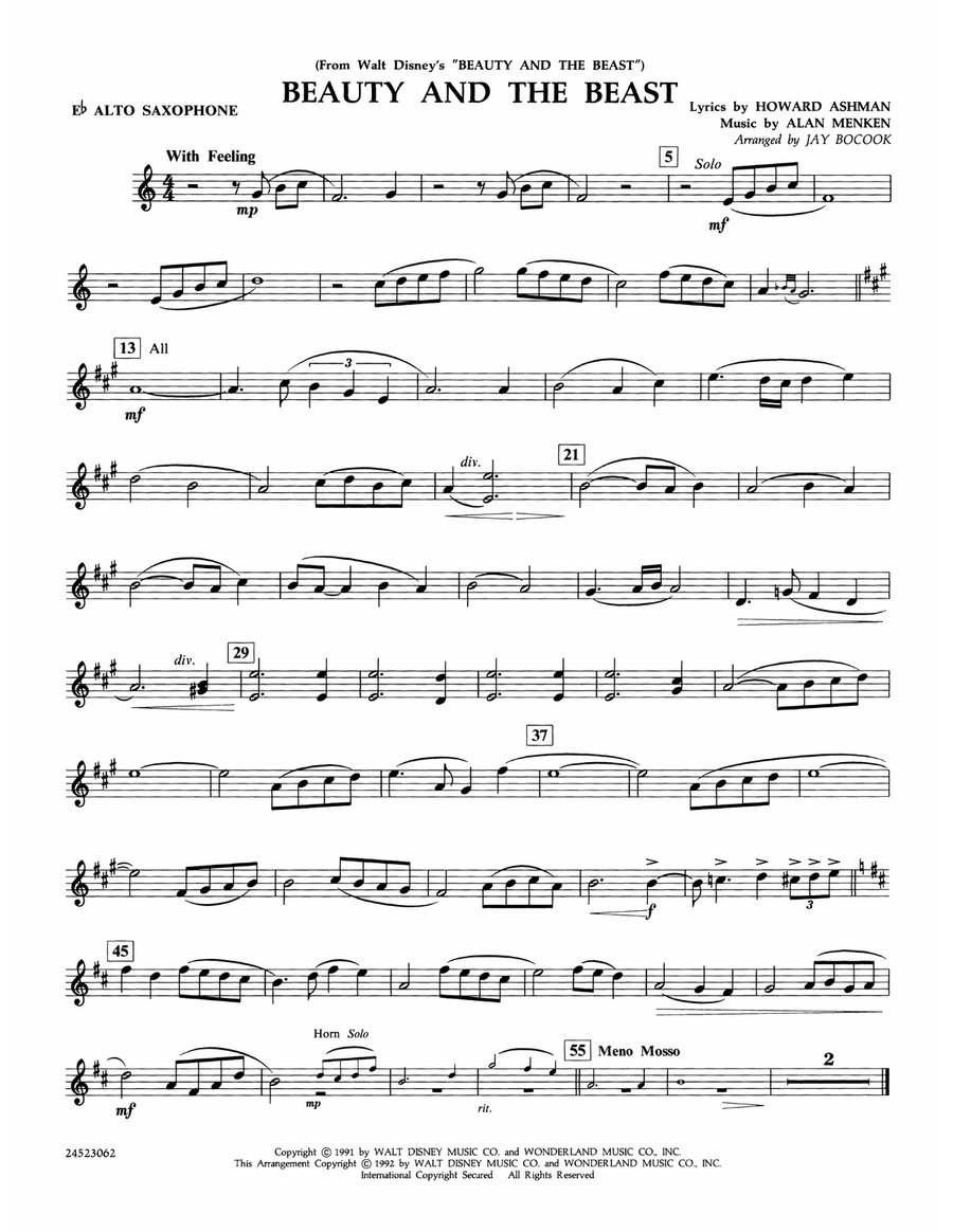 Beauty and the beast alto sale sax