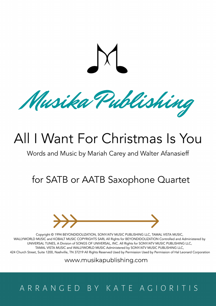 All I Want For Christmas Is You Saxophone Quartet scores gallery preview page 1