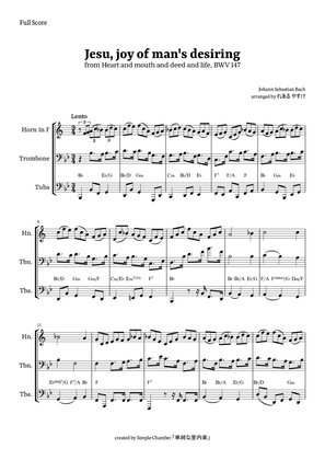 Jesu, Joy of Man’s Desiring for Low Brass Trio by Bach BWV 147