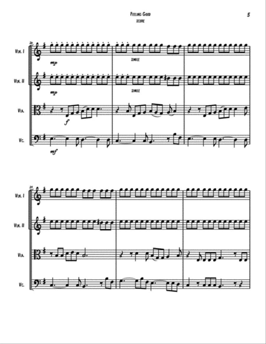 Feeling Good String Quartet scores gallery preview page 6