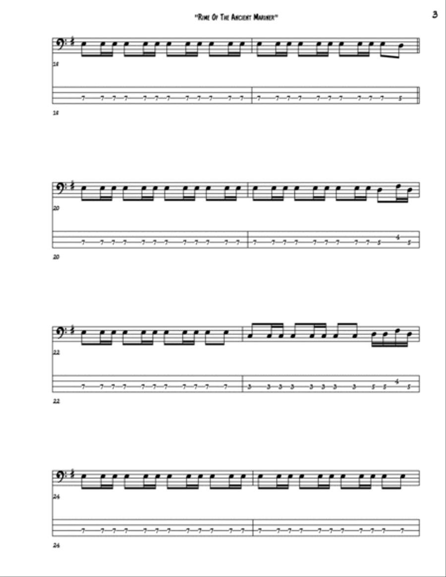 Rime Of The Ancient Mariner Bass Guitar scores gallery preview page 3