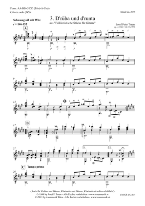"D'rüba und d'runta" aus "Folkloristische Stücke für Gitarre solo (GS)