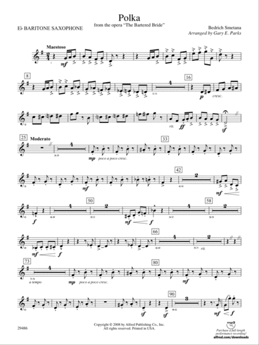 Polka from The Bartered Bride: E-flat Baritone Saxophone Concert Band scores gallery preview page 1