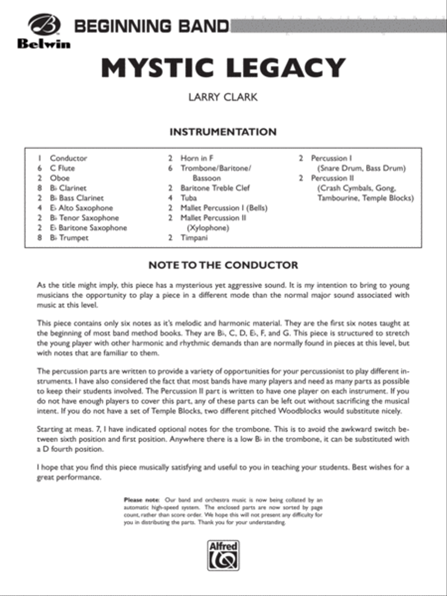 Mystic Legacy: Score Concert Band scores gallery preview page 1