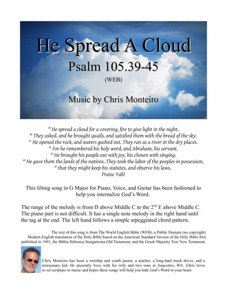 He Spread A Cloud (Psalm 105.39-45 WEB) image number null
