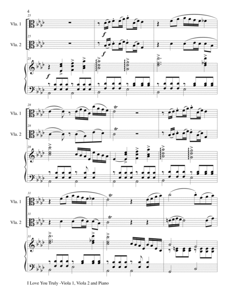 I LOVE YOU TRULY (Trio – Viola 1, Viola 2, and Piano with Score and Parts) image number null