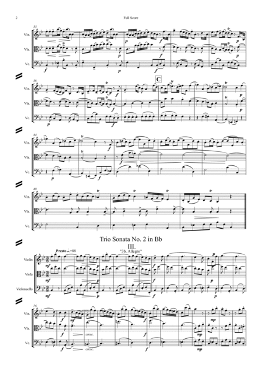 Gallo: 3 movts. from 2 Trio Sonatas (orig keys) (