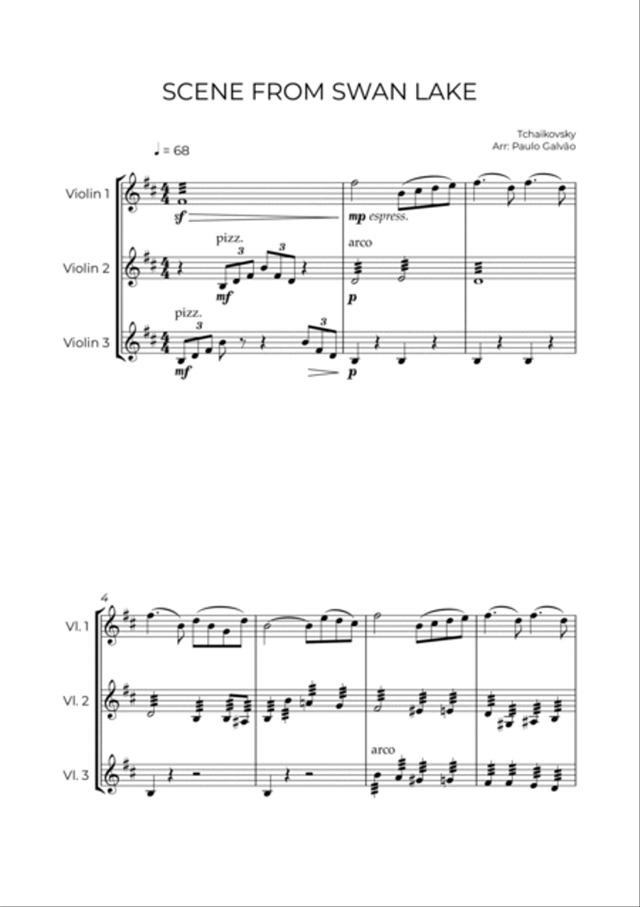 SCENE FROM SWAN LAKE - TCHAIKOVSKY - VIOLIN TRIO String Trio scores gallery preview page 2