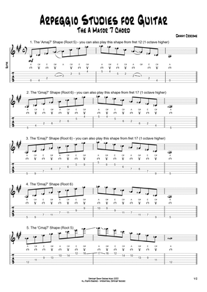 Arpeggio Studies for Guitar - The A Major 7 Chord