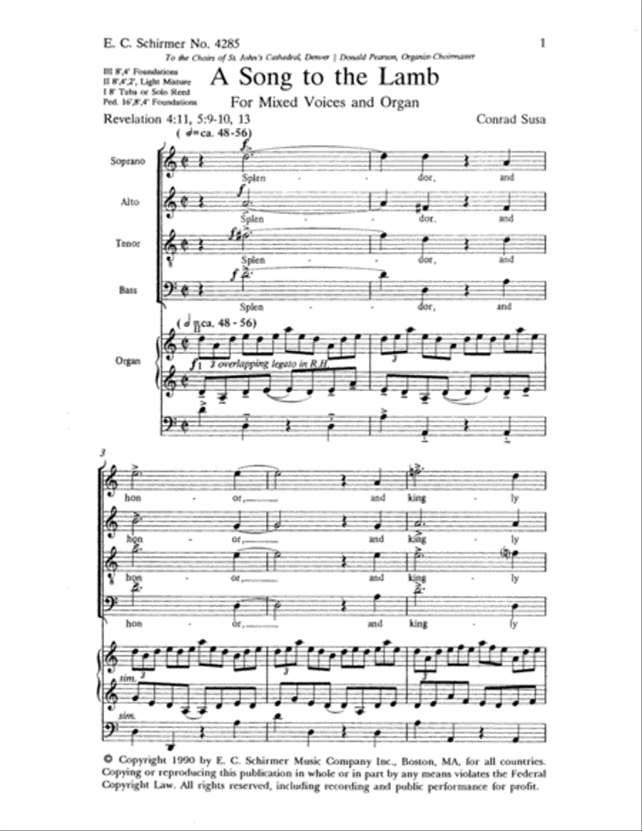 A Song to the Lamb 4-Part scores gallery preview page 2