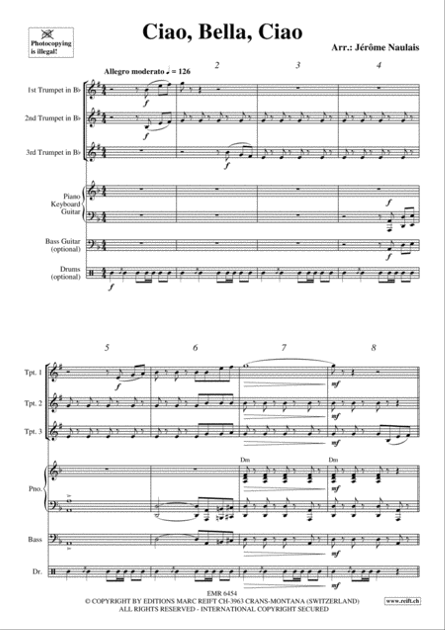 Ciao, Bella, Ciao Trumpet Trio scores gallery preview page 3