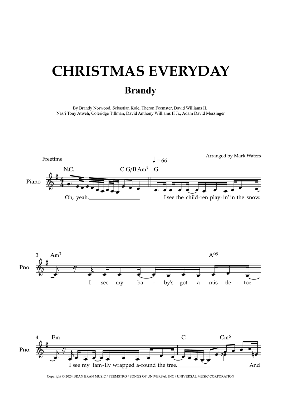 Christmas Everyday Piano scores gallery preview page 1