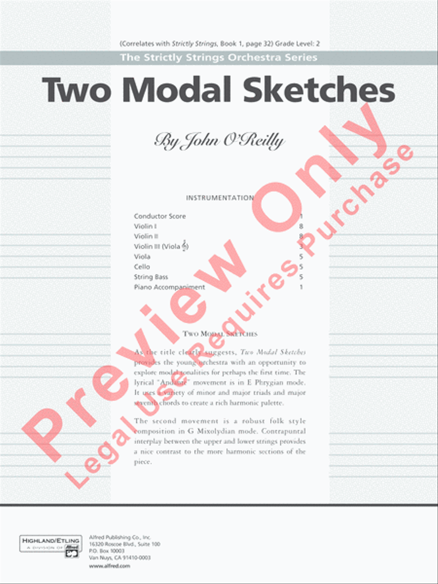 Two Modal Sketches String Orchestra scores gallery preview page 2