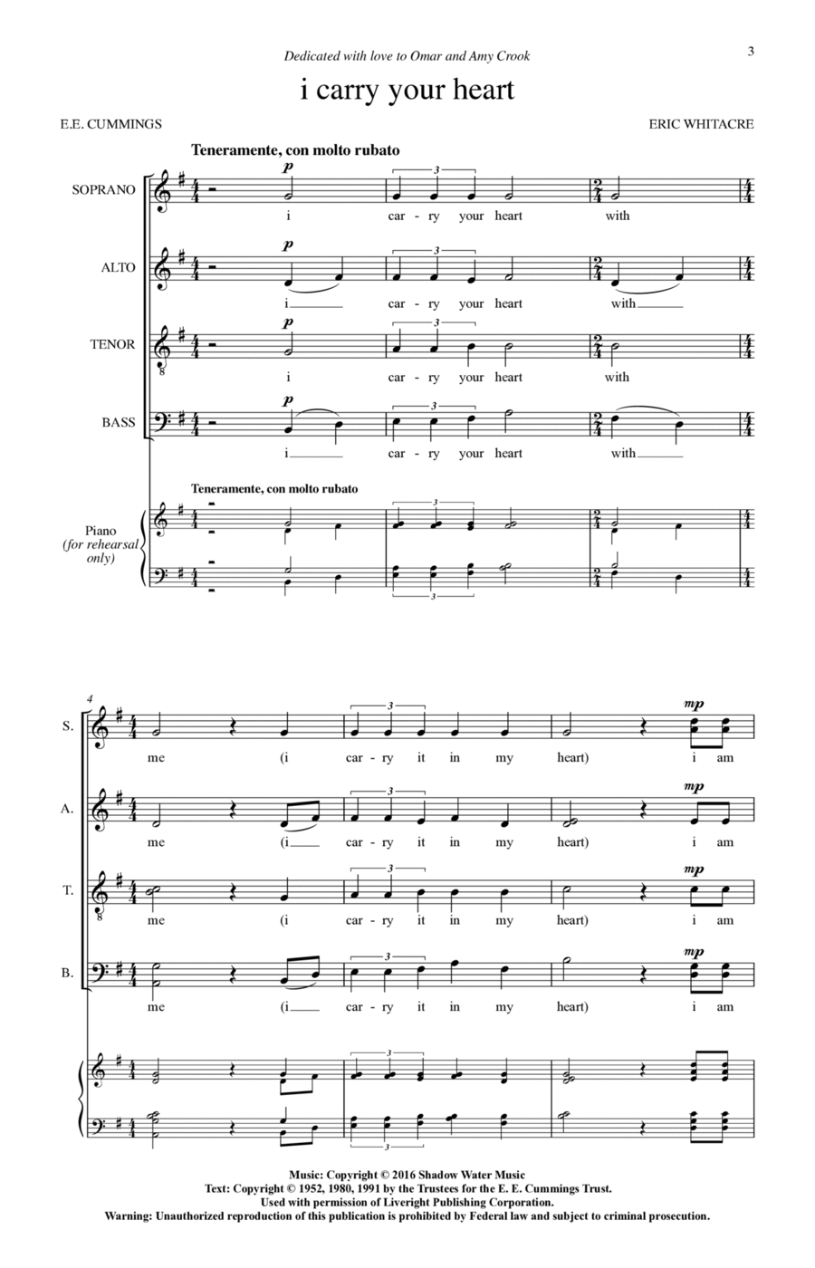 i carry your heart 4-Part scores gallery preview page 1