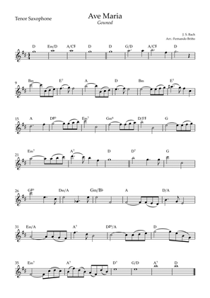Book cover for Ave Maria (Gounod) for Tenor Saxophone Solo with Chords (C Major)