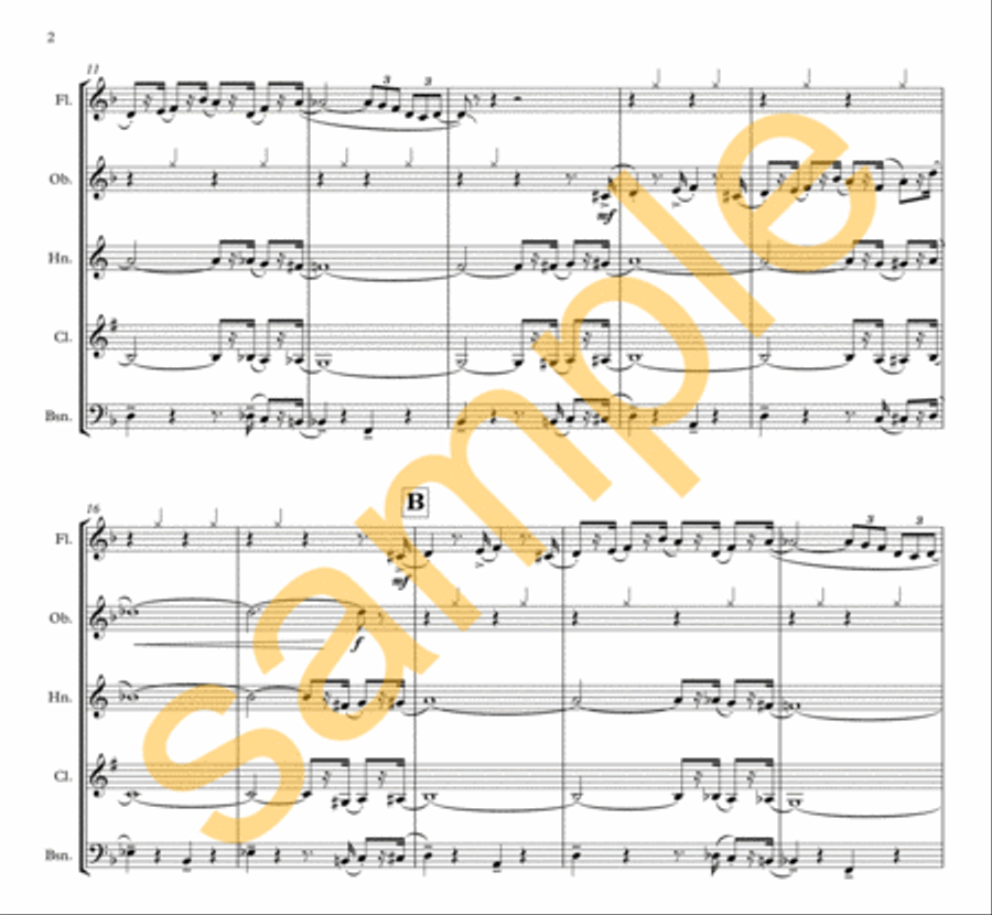 Pink Panther Theme Woodwind Quintet scores gallery preview page 3