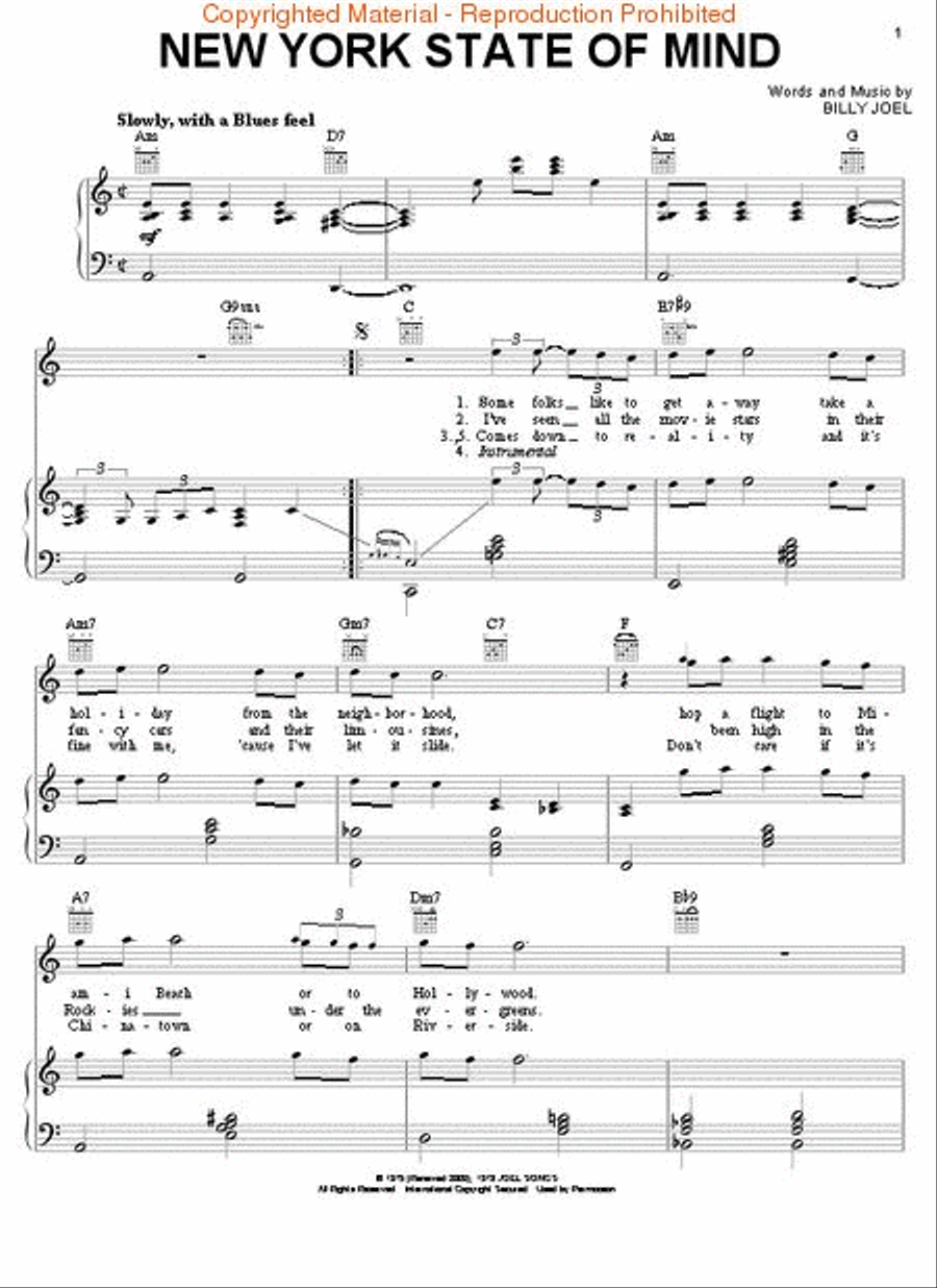 New York State Of Mind Piano, Vocal, Guitar scores gallery preview page 2