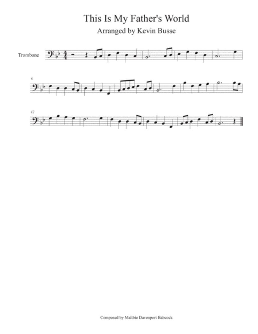 This Is My Father's World - Trombone Trombone Solo scores gallery preview page 1