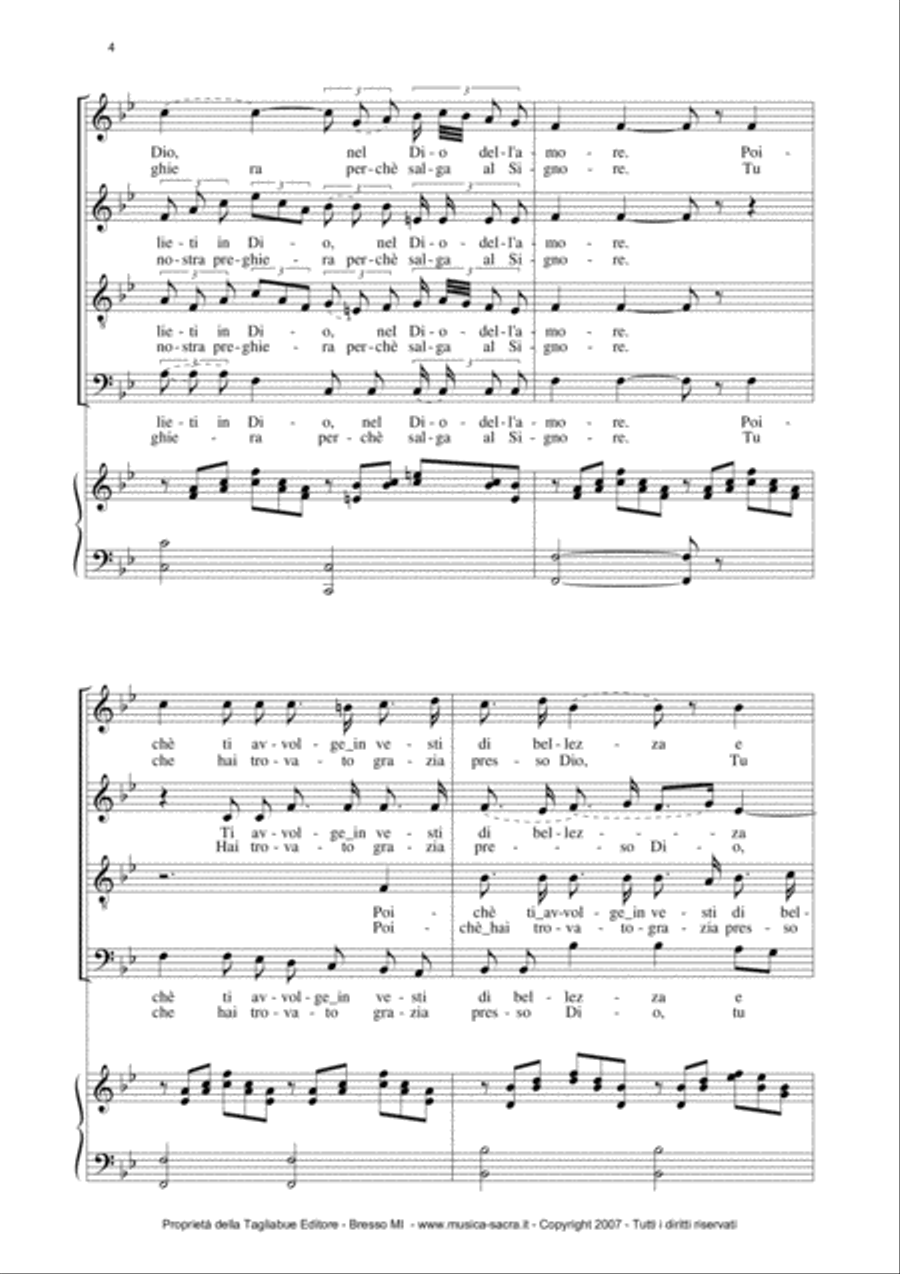 AVE MARIA by Schubert - Italian Lyrics - Choir SATB - With Choir Parts 4-Part scores gallery preview page 4