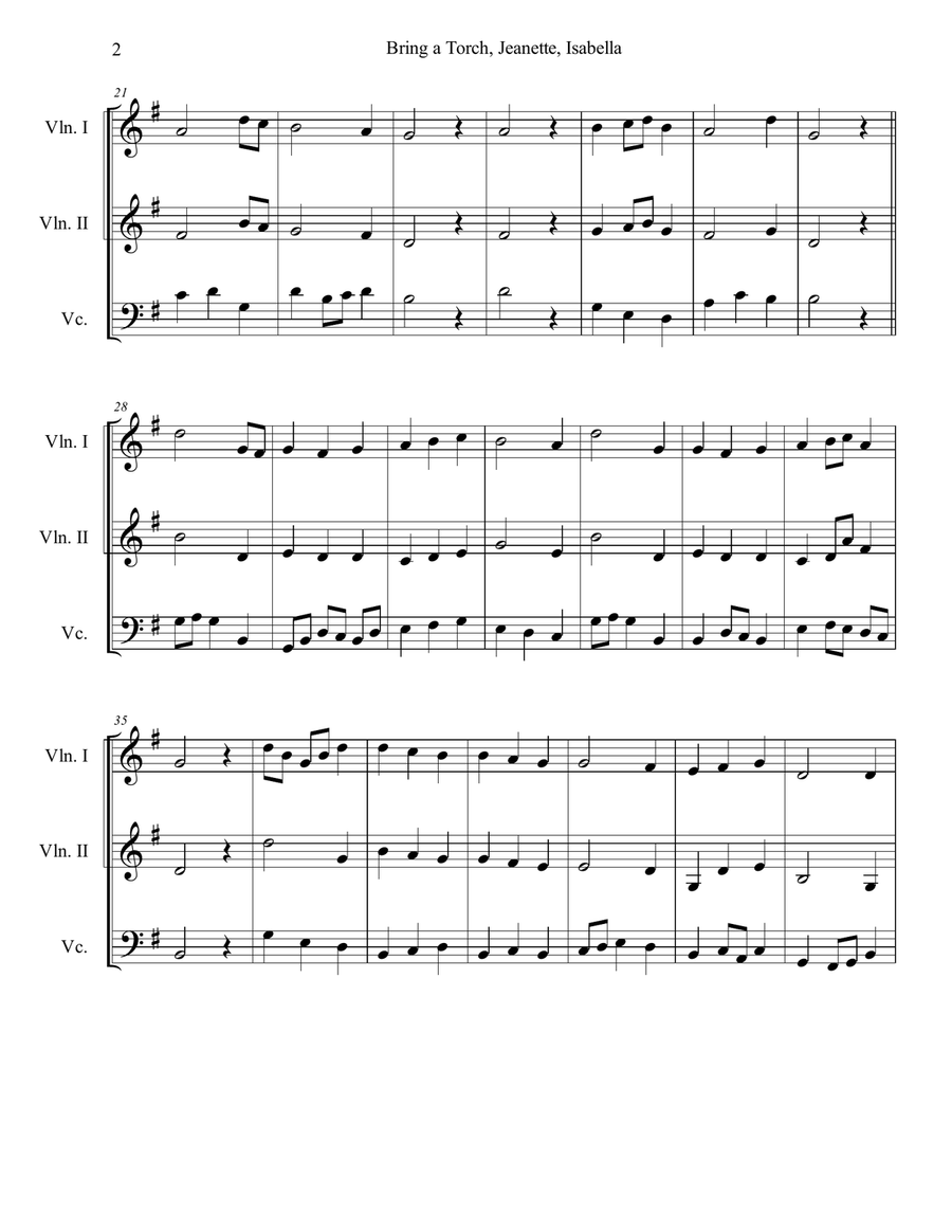 Bring a Torch, Jeanette, Isabella String Trio scores gallery preview page 2