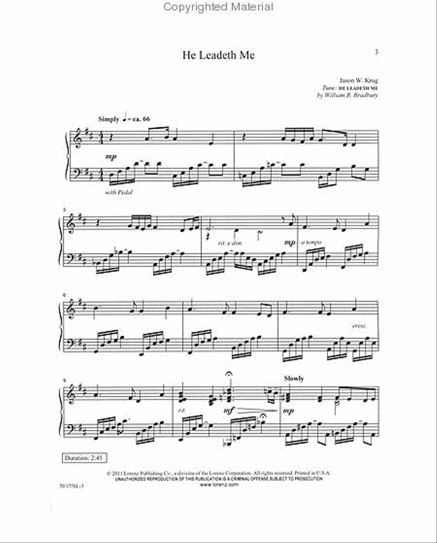 He Leadeth Me Piano Solo scores gallery preview page 2