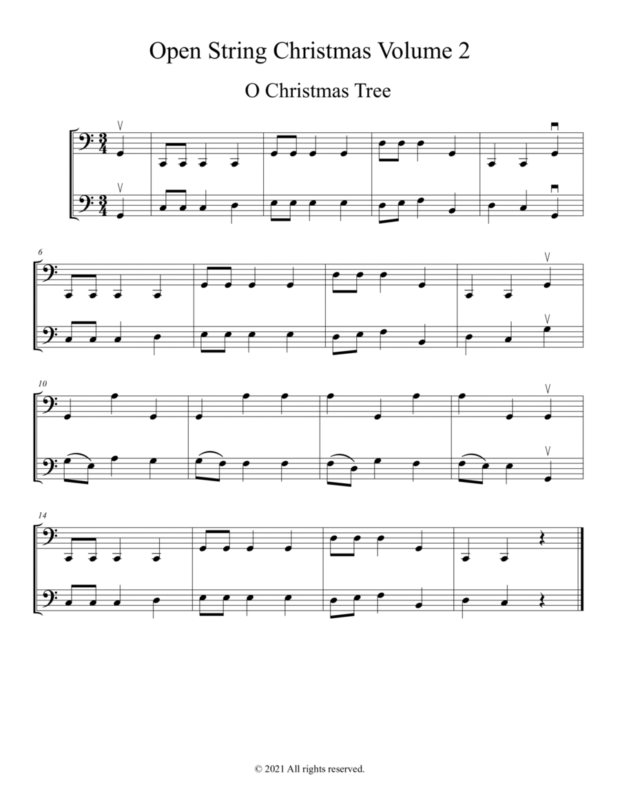 Open String Christmas for Cello, Volume 2 Cello Solo scores gallery preview page 1