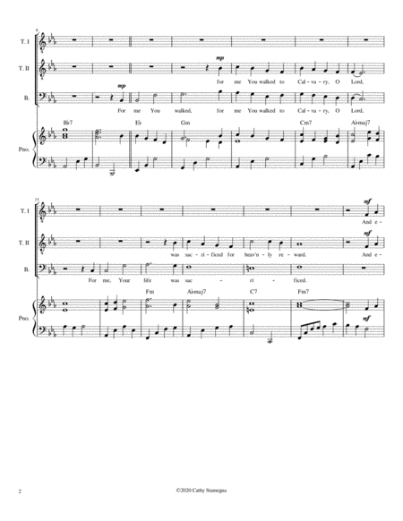 For Me You Walked To Calvary (TTB Choir, Chords, Piano Accompaniment) image number null
