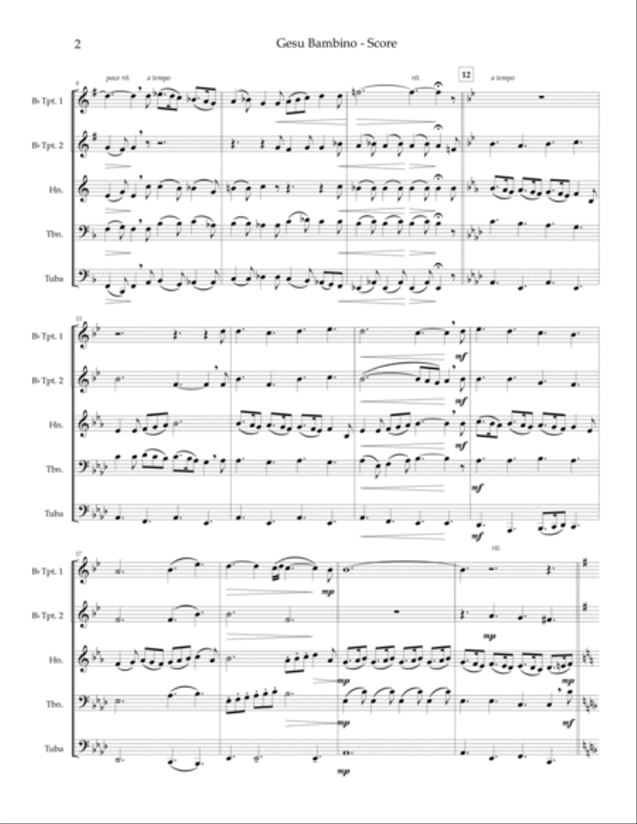 Gesu Bambino — brass quintet Brass Quintet scores gallery preview page 4