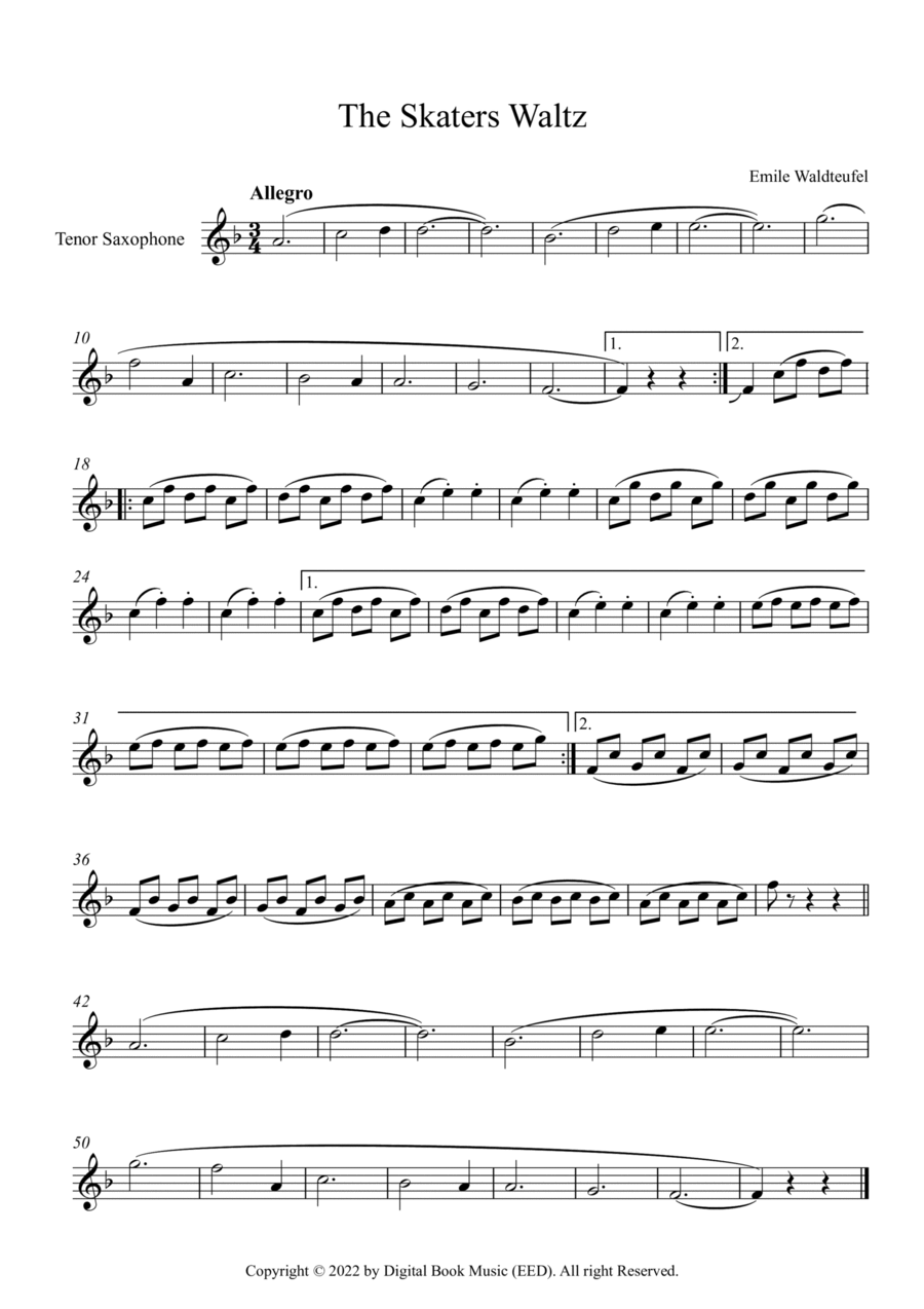 The Skaters Waltz - Emile Waldteufel (Tenor Sax) Tenor Saxophone scores gallery preview page 1