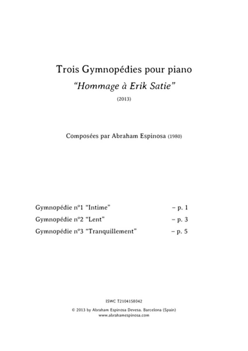 3 gymnopédies pour piano "Hommage à Erik Satie"