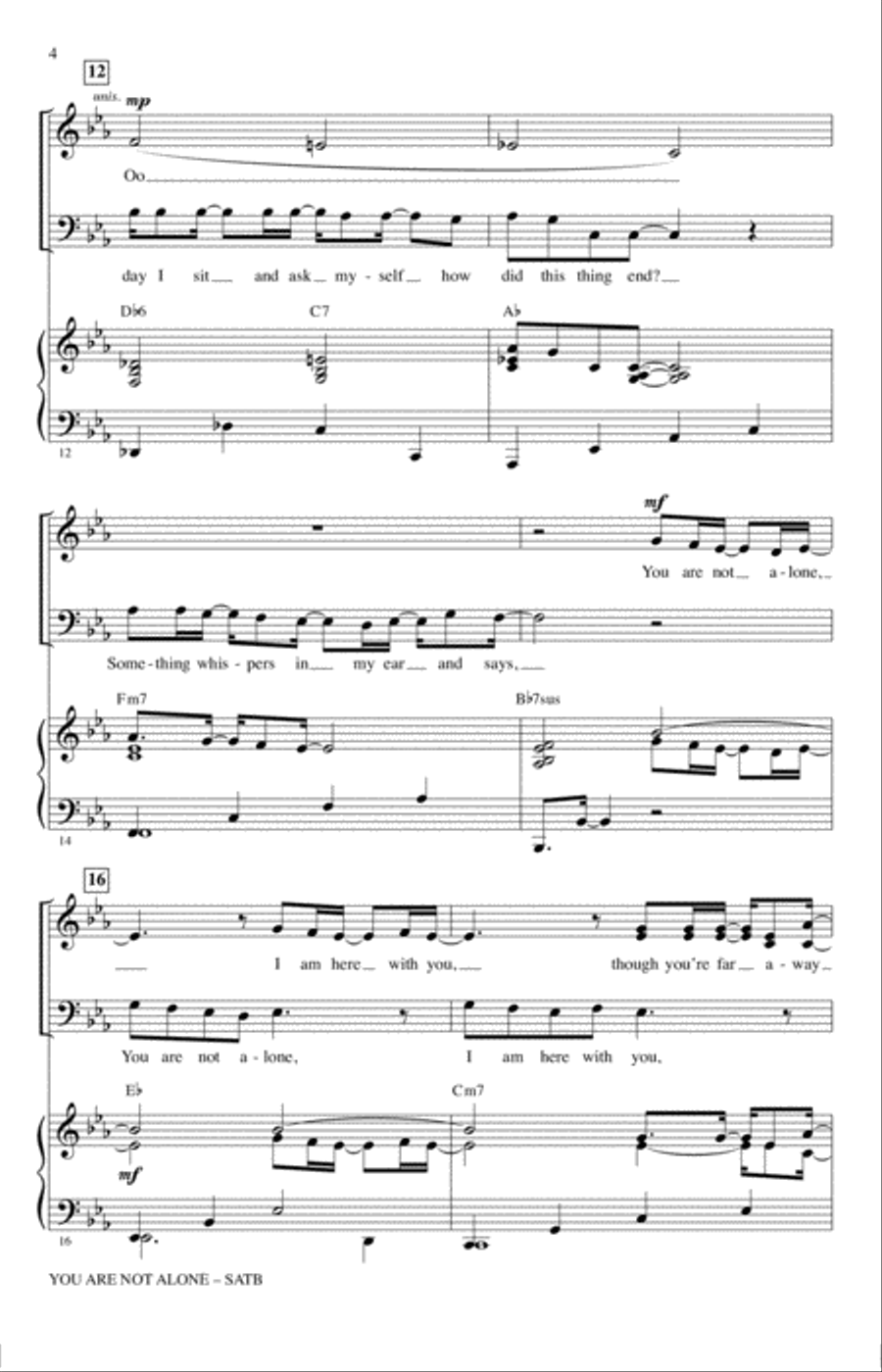 You Are Not Alone 4-Part scores gallery preview page 3
