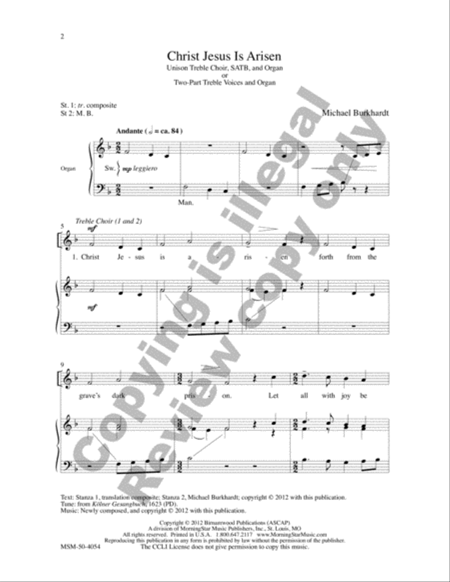 Christ Jesus Is Arisen 4-Part scores gallery preview page 2