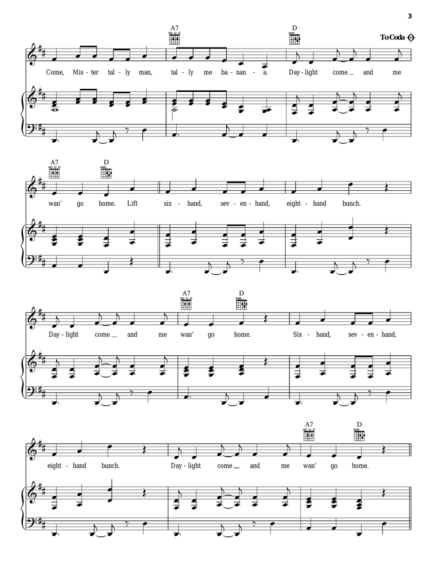 Day-O (The Banana Boat Song) Acoustic Guitar scores gallery preview page 3
