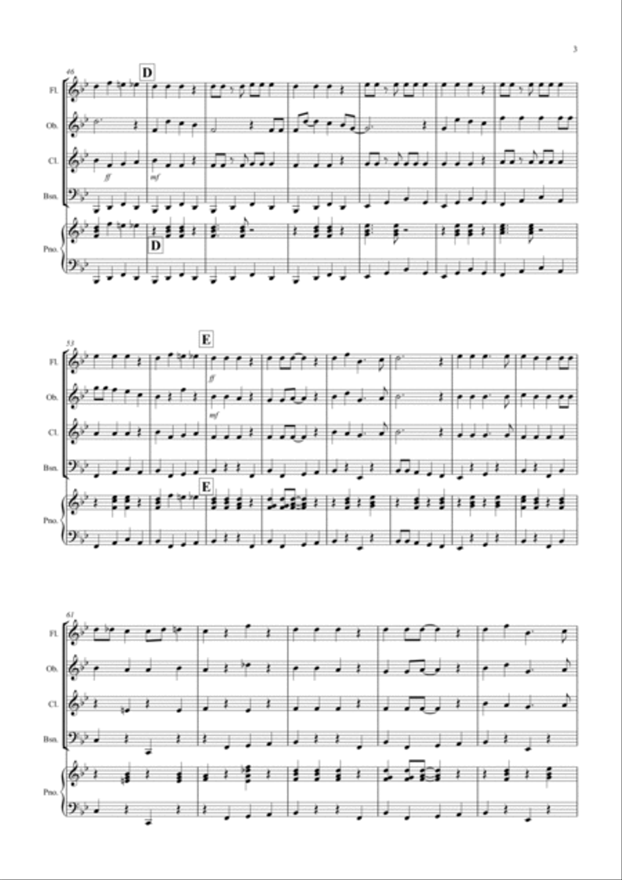 3 Jazzy Christmas Pieces for Wind Quartet Woodwind Quartet scores gallery preview page 3