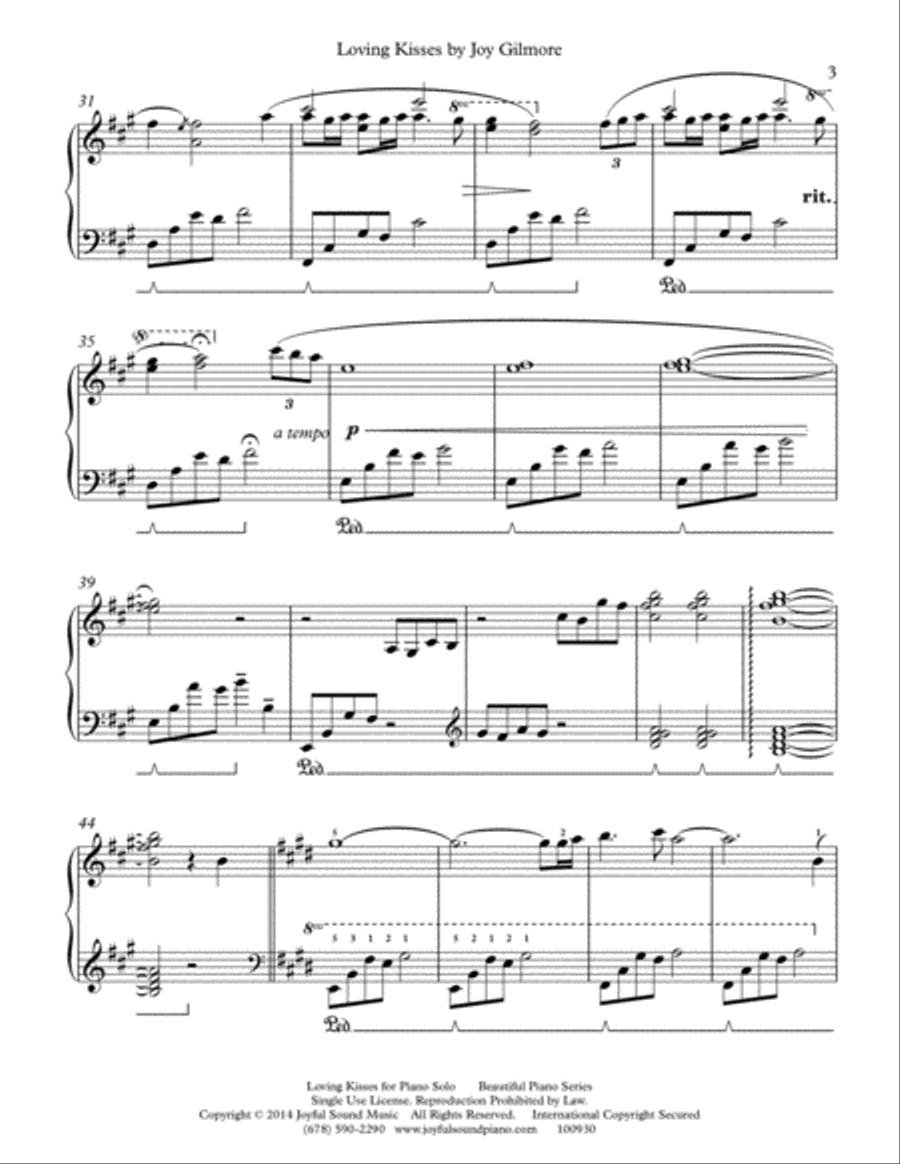 Loving Kisses in Chinese 愛的親吻 Piano Solo scores gallery preview page 4