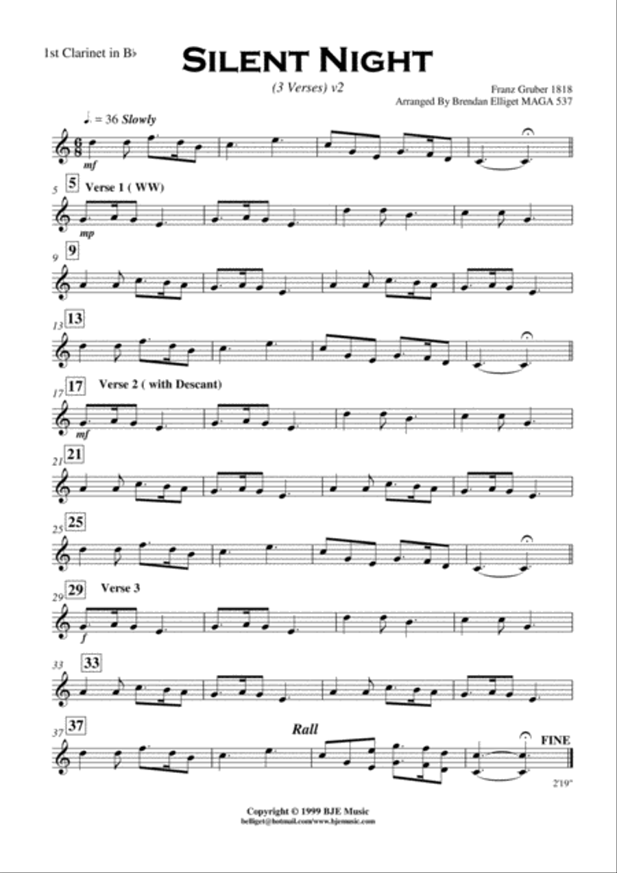 Silent Night (Christmas) - Concert Band/Orchestra Score and Parts PDF Concert Band scores gallery preview page 5