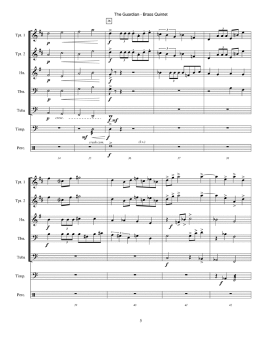 The Guardian (brass quintet version) Small Ensemble scores gallery preview page 5